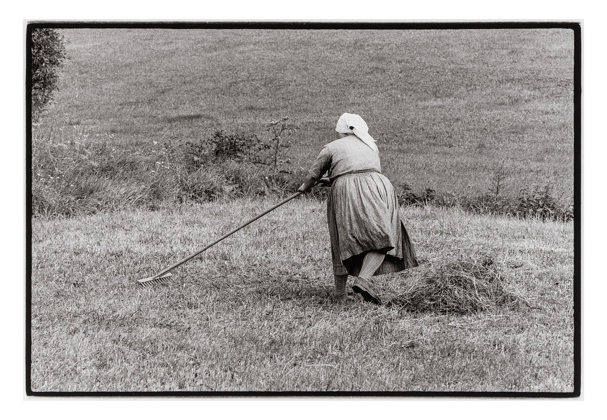 Valentin Schwab, Bäuerin beim Rechen, 1975 - 76, © Valentin Schwab Archiv Karlstadt