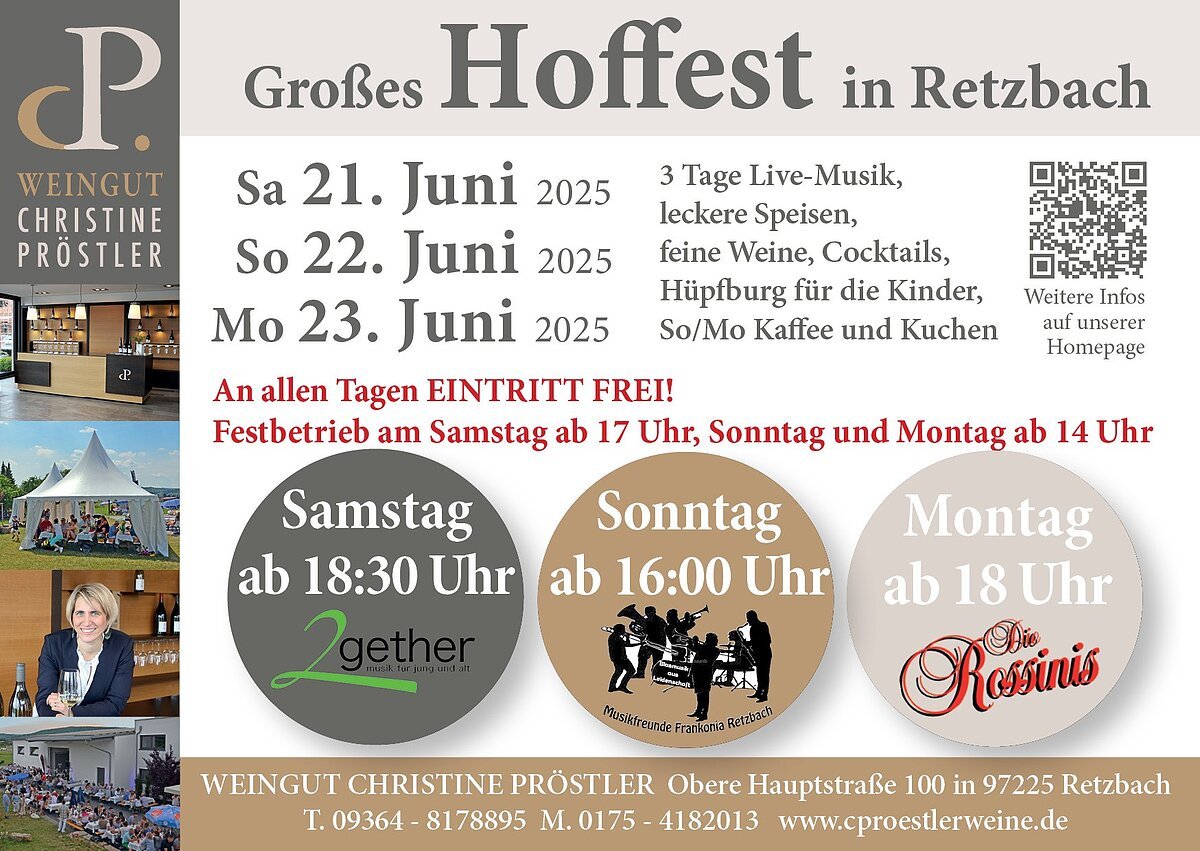 Programm zum Hoffest 2025 im Weingut Christine Pröstler