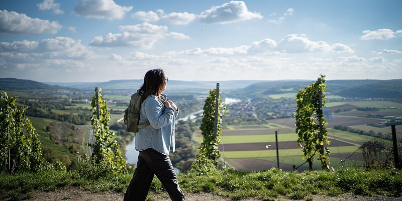 Wandern in Karlstadt mit Blick über das Maintal